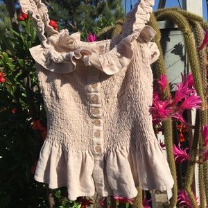 H&M beige scrunched crop top